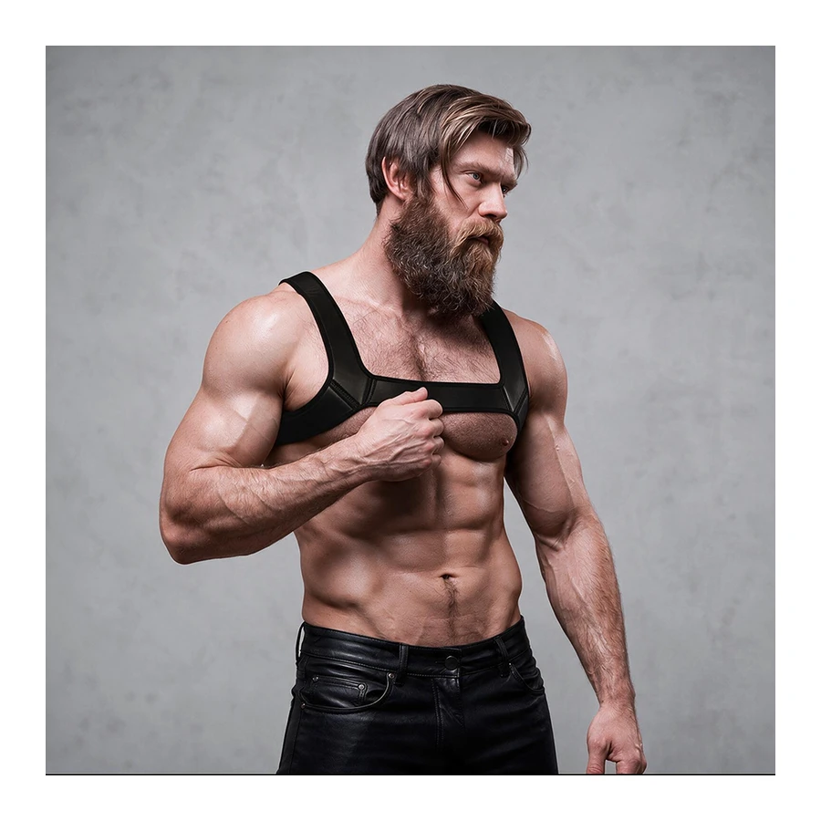 FETISH SUBMISSIVE ATTITUDE - IMBRACATURA PETTO IN NEOPRENE DA UOMO TAGLIA M